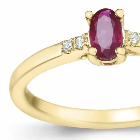 rubin brillantring i 14 karat guld 0,35 ct 0,02 ct