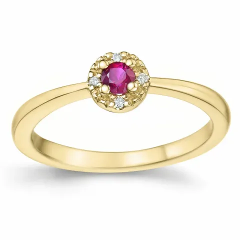 rubin brillantring i 14 karat guld 0,147 ct 0,02 ct