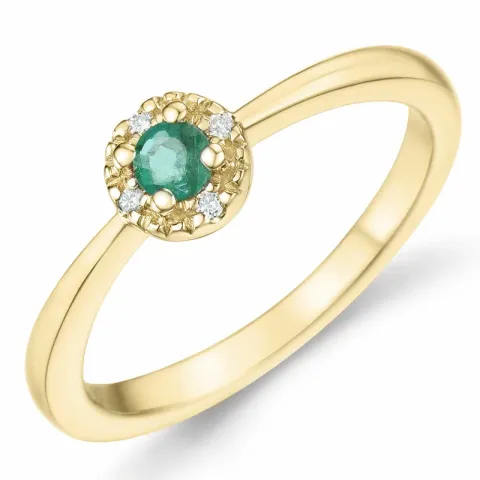 smaragd diamantring i 14 karat guld 0,133 ct 0,02 ct