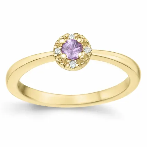 pink safir diamantring i 14 karat guld 0,147 ct 0,02 ct