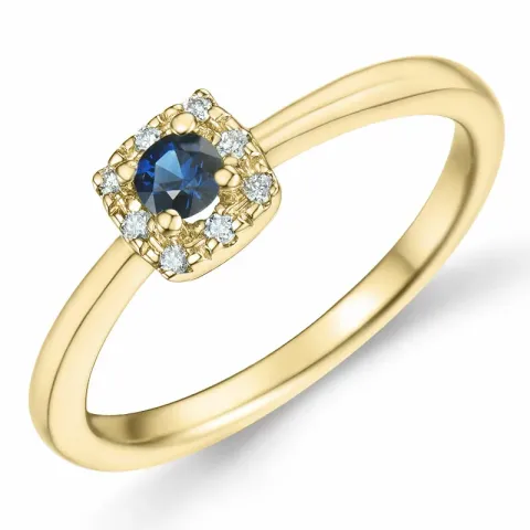 safir diamantring i 14 karat guld 0,147 ct 0,04 ct