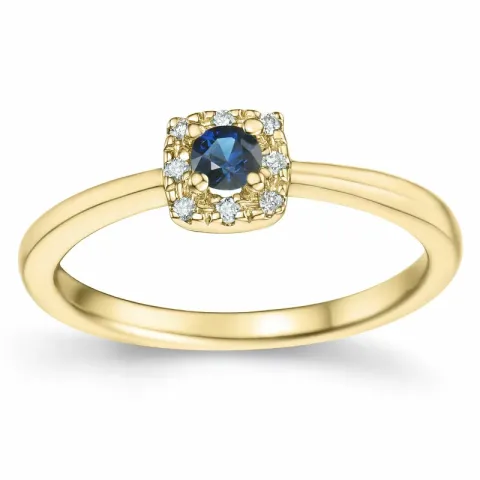 safir diamantring i 14 karat guld 0,147 ct 0,04 ct