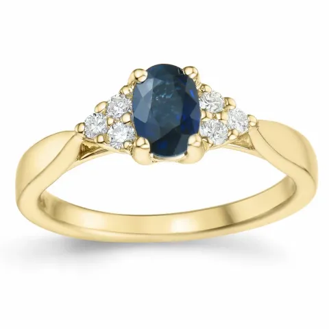 safir brillantring i 14 karat guld 0,65 ct 0,14 ct