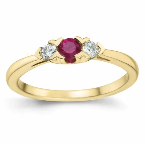 rubin brillantring i 14 karat guld 0,234 ct 0,15 ct