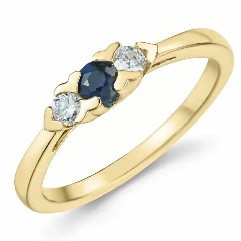 safir diamantring i 14 karat guld 0,234 ct 0,15 ct