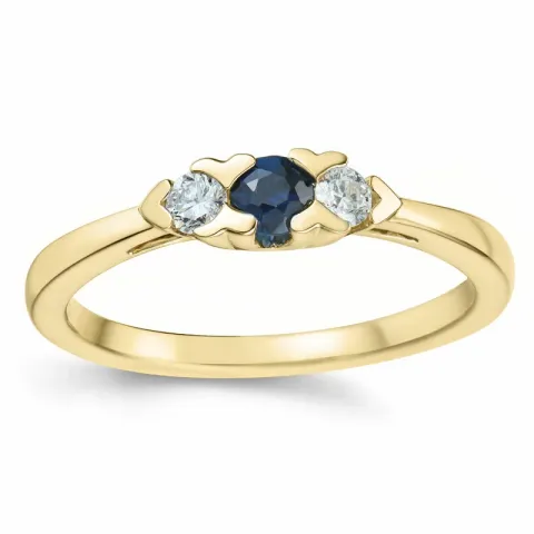 safir diamantring i 14 karat guld 0,234 ct 0,15 ct