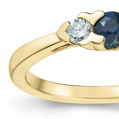 safir diamantring i 14 karat guld 0,234 ct 0,15 ct