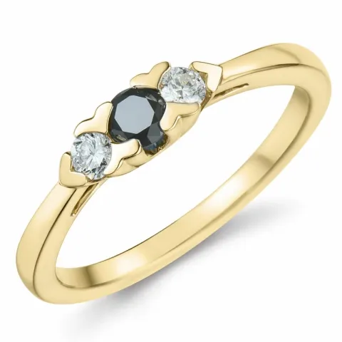 elegant sort diamant brillantring i 14 karat guld 0,165 ct 0,15 ct