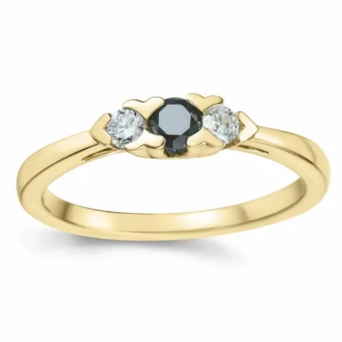 elegant sort diamant brillantring i 14 karat guld 0,165 ct 0,15 ct