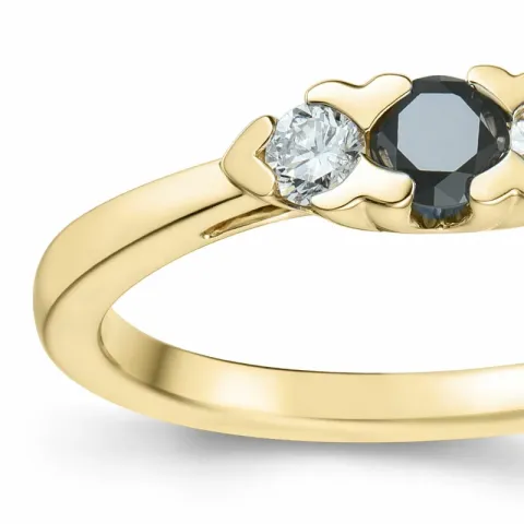 elegant sort diamant brillantring i 14 karat guld 0,165 ct 0,15 ct