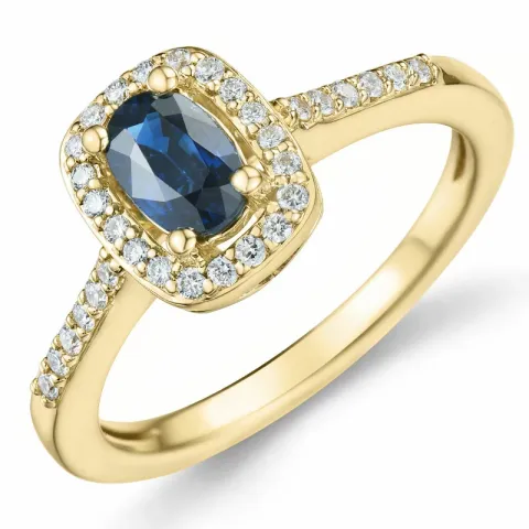 safir diamantring i 14 karat guld 0,65 ct 0,164 ct