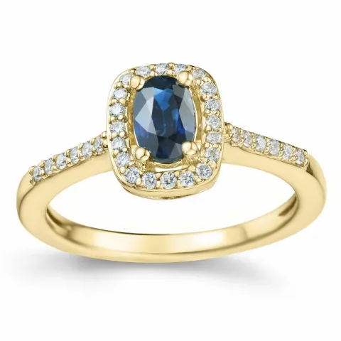 safir diamantring i 14 karat guld 0,65 ct 0,164 ct