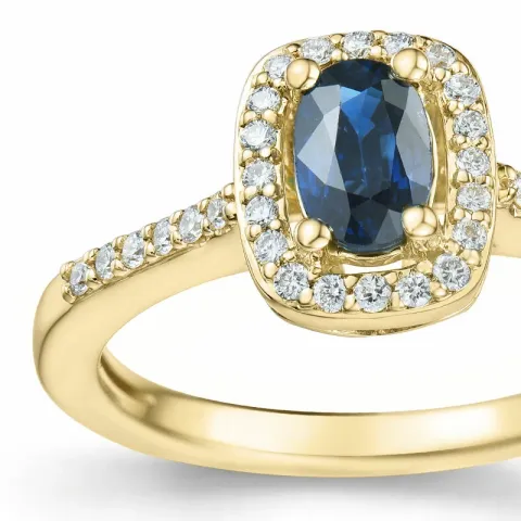 safir diamantring i 14 karat guld 0,65 ct 0,164 ct