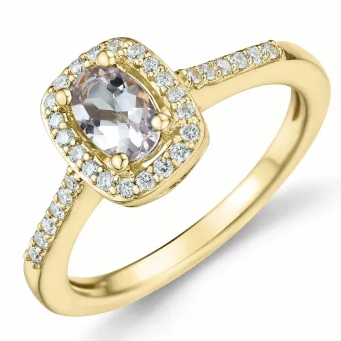 morganit diamantring i 14 karat guld 0,42 ct 0,164 ct