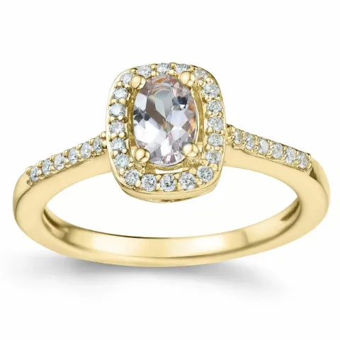 morganit diamantring i 14 karat guld 0,42 ct 0,164 ct