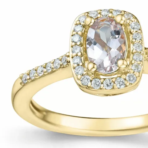 morganit diamantring i 14 karat guld 0,42 ct 0,164 ct