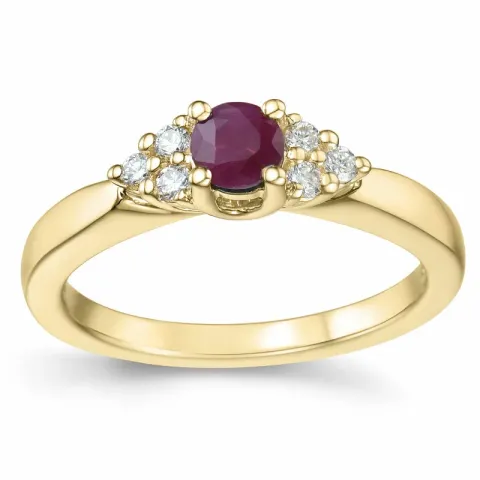 rubin diamantring i 14 karat guld 0,38 ct 0,12 ct