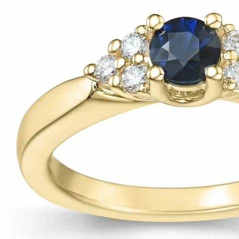 safir brillantring i 14 karat guld 0,38 ct 0,12 ct