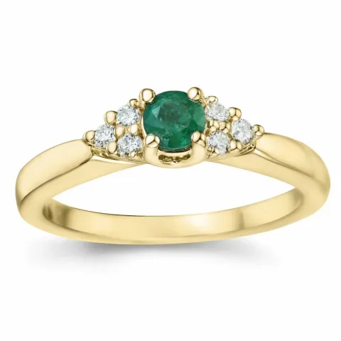 smaragd brillantring i 14 karat guld 0,27 ct 0,12 ct