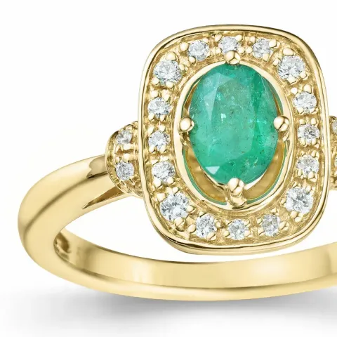 firkantet smaragd diamantring i 14 karat guld 0.47 ct 0.152 ct