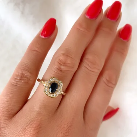 Kollektionsprøve firkantet safir diamantring i 14 karat guld 0,65 ct 0,152 ct
