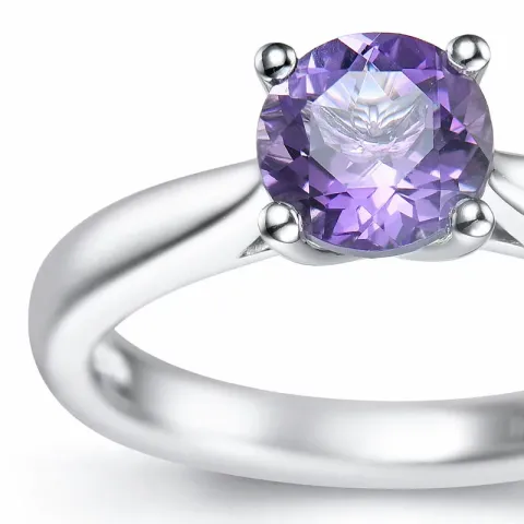 ametyst solitairering i 14 karat hvidguld 0,95 ct