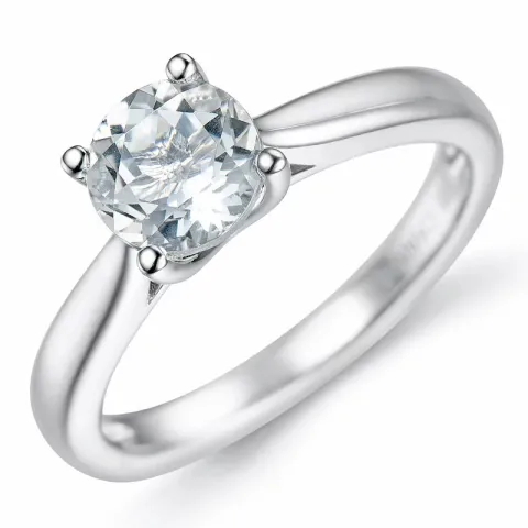 kvarts solitairering i 14 karat hvidguld 0,95 ct