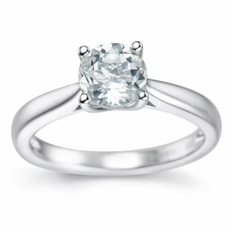 kvarts solitairering i 14 karat hvidguld 0,95 ct