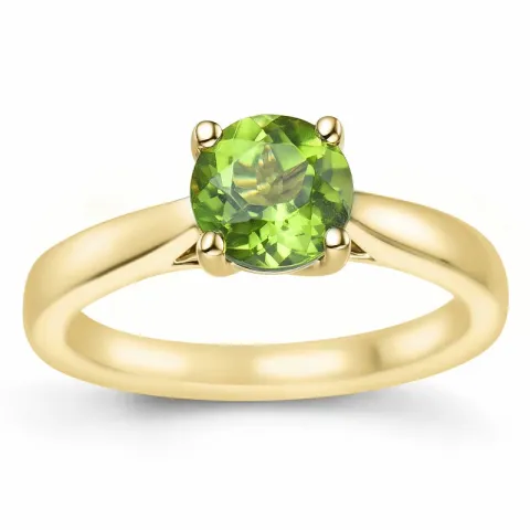 grøn peridot solitairering i 14 karat guld 1,27 ct