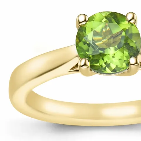 grøn peridot solitairering i 14 karat guld 1,27 ct