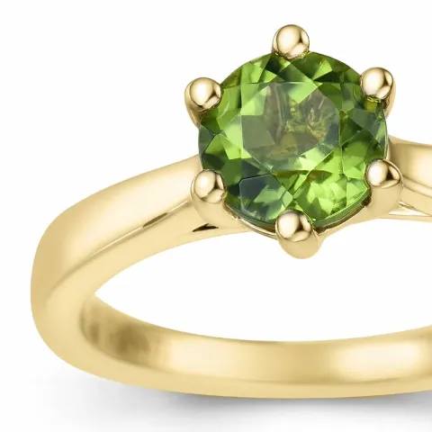 grøn peridot solitairering i 14 karat guld 1,27 ct
