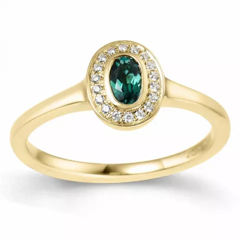 oval smaragd diamantring i 14 karat guld 0,25 ct 0,072 ct