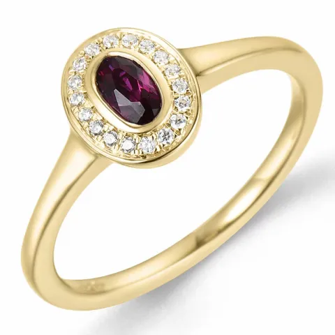 oval rubin diamantring i 14 karat guld 0,35 ct 0,072 ct