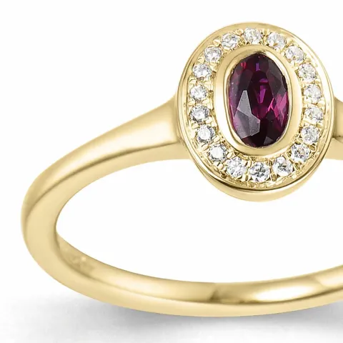 oval rubin diamantring i 14 karat guld 0,35 ct 0,072 ct