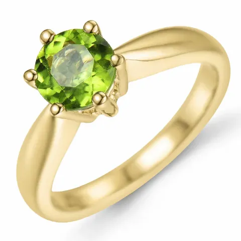 grøn peridot solitairering i 14 karat guld 1,27 ct