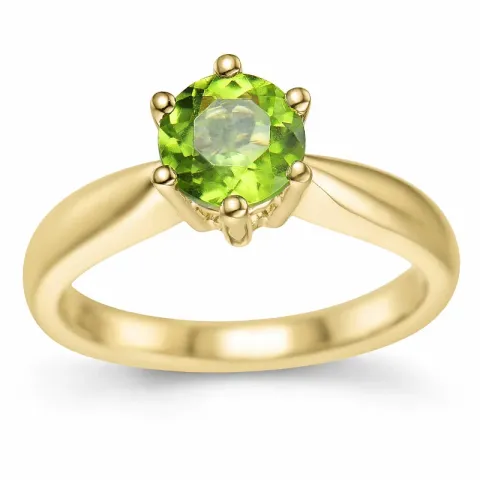 grøn peridot solitairering i 14 karat guld 1,27 ct