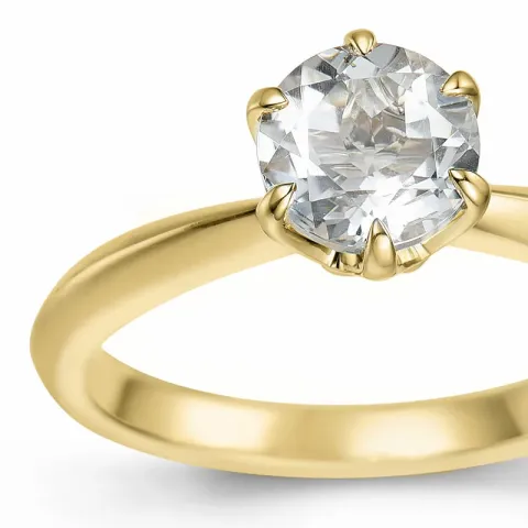 kvarts solitairering i 14 karat guld 0,95 ct