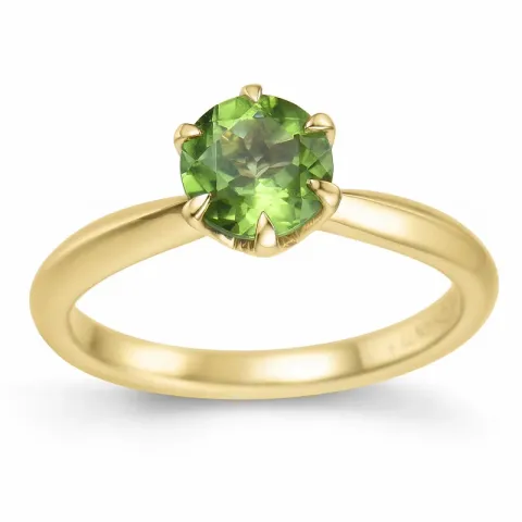 grøn peridot solitairering i 14 karat guld 1,27 ct