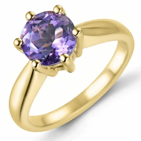 ametyst solitairering i 14 karat guld 1,34 ct