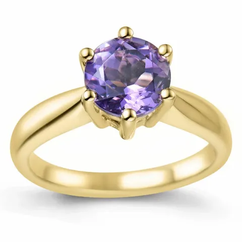 ametyst solitairering i 14 karat guld 1,34 ct