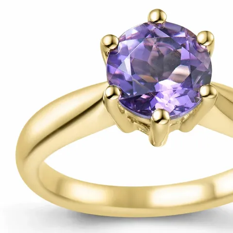 ametyst solitairering i 14 karat guld 1,34 ct