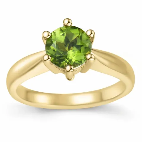 grøn peridot solitairering i 14 karat guld 1,55 ct