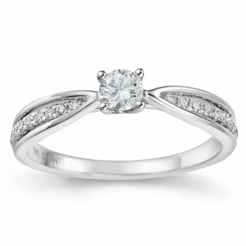 diamant ring i 14 karat hvidguld 0,20 ct 0,132 ct