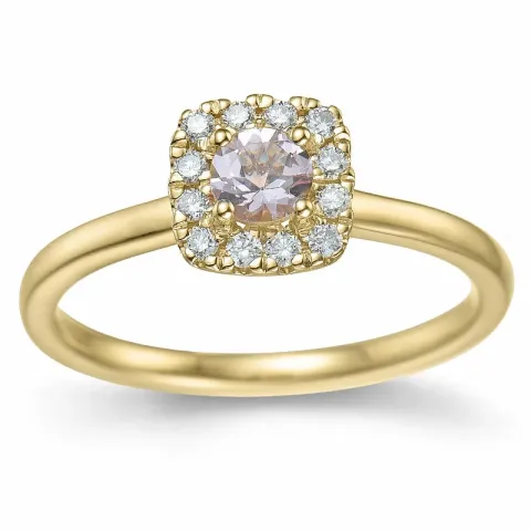 firkantet morganit diamantring i 14 karat guld 0,22 ct 0,14 ct