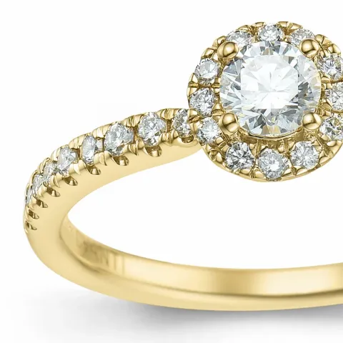 rund diamant ring i 14 karat guld 0,26 ct 0,246 ct