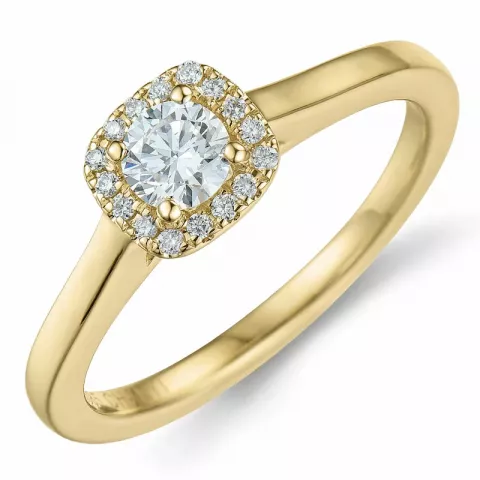 firkantet diamant ring i 14 karat guld 0,26 ct 0,064 ct