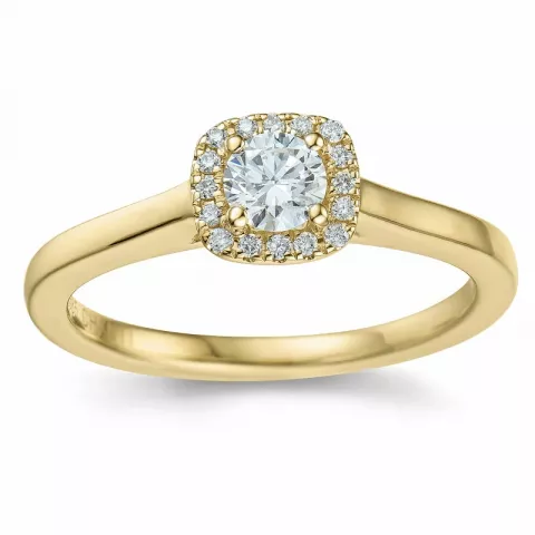 firkantet diamant ring i 14 karat guld 0,26 ct 0,064 ct