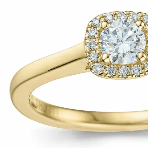 firkantet diamant ring i 14 karat guld 0,26 ct 0,064 ct