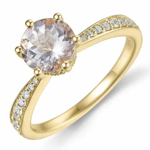 morganit diamantring i 14 karat guld 1,20 ct 0,256 ct