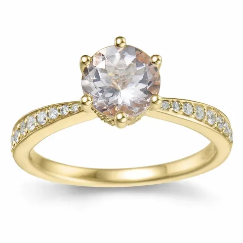 morganit diamantring i 14 karat guld 1,20 ct 0,256 ct